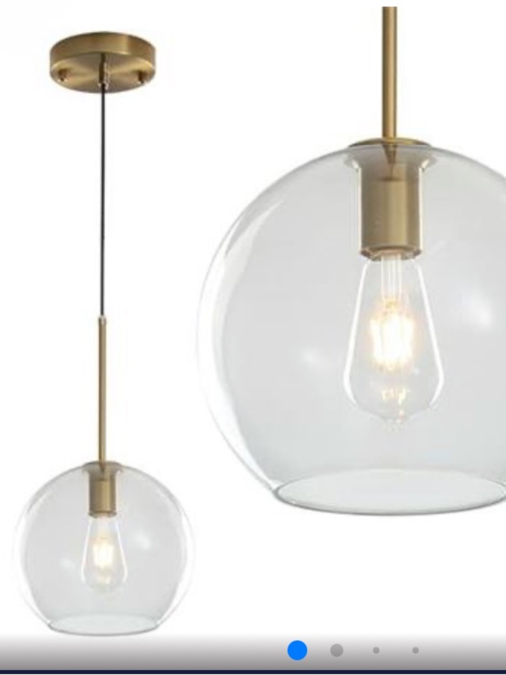 Clear Glass Globe Pendant with Brushed Gold Accent count 2